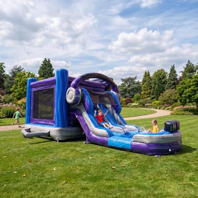 XJUMP Glitch Gamer Dual Lane Combo with Slide & Attached Pool - 28' x 18' x 12'