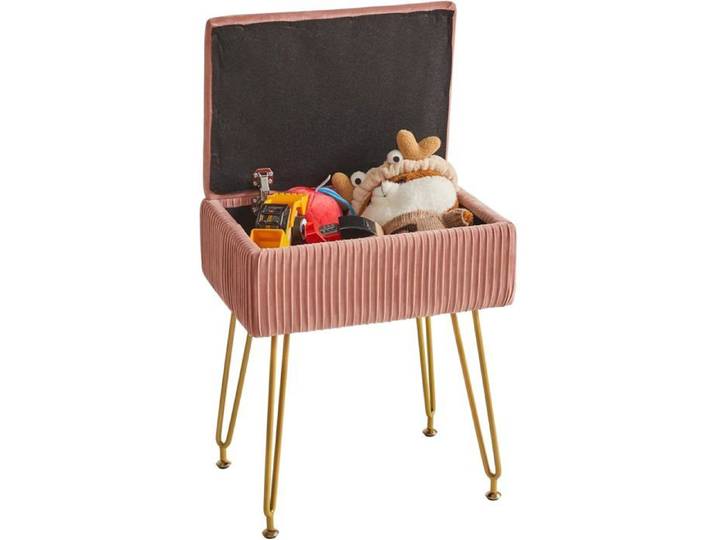 Pouf Ottoman Avec Espace De Rangement Tabouret De Maquillage Tabouret Repose-Pieds En Velours Chaise De Coiffeuse Carrée À R[CA145]