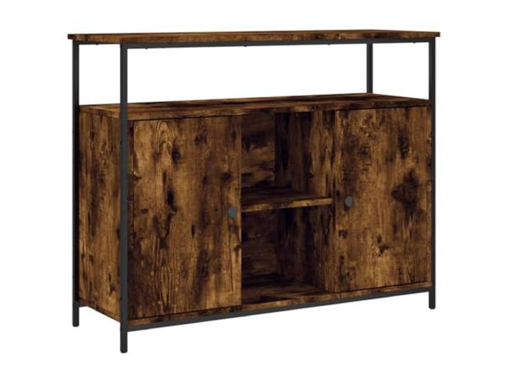 Fisinber Sideboard Räuchereiche 100x35x80 cm Beistellschrank Kommode Eleganter Lagerschrank aus Holzwerkstoff mit verstellbaren Beinen für Wohnzimmer und Flur.