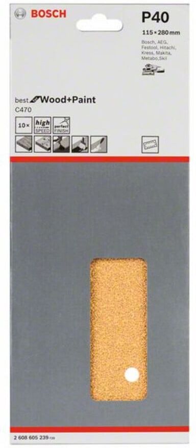 Bosch Schleifblatt C470 115 x 280 mm 40 14 Löcher gespannt (2608605239)