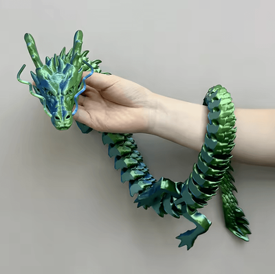 Inspire Curations 88CM Crystal Gem Articulated Dragon Articulated Dragon Fidget Toy 3D Printed Crystal Dragon Collectible shiny Blue Green 88cm