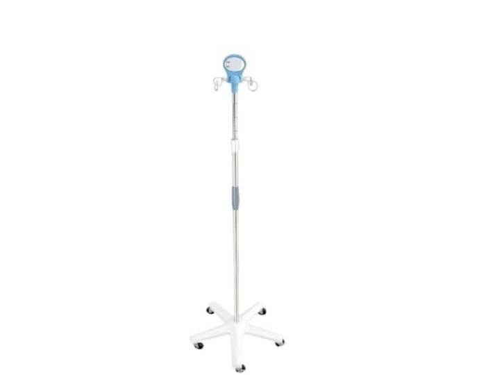 Höhenverstellbarer Infusionsständer aus Edelstahl mit 4 Haken stabil 5-Fuß-Untergestell mit Rollen, mobiler Tropfhalter for Krankenhäuser, Kliniken und häusliche Pflege