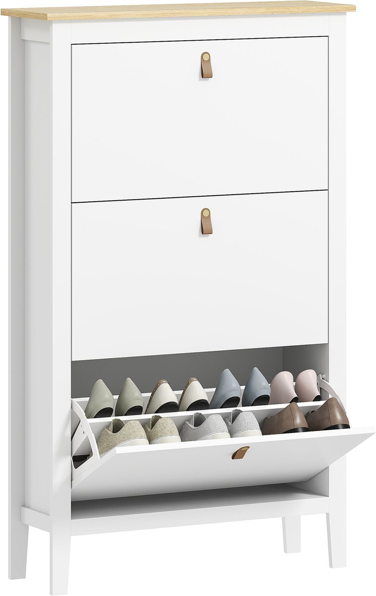 HOMCOM neerklapbare schoenenkast wit, B/D/H: 80 x 24 x 131 cm