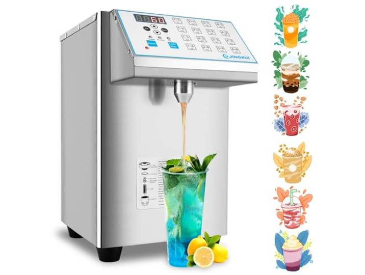 Automatischer Fruktosespender Sirupspender 8.5L for Bubble Tea Fruktose Quantitative Maschine Edelstahlfass + Fruktoseauslass 16 Gruppen 220V
