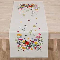 Stickläufer "Bunte Blumenwelt"