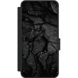 Nivocase Klapphülle für Samsung Galaxy S25 Edge Handyhülle aus Kunst Leder NIVOflip schwarz Beton Stein (Samsung Galaxy S25 Edge), Smartphone Hülle, Schwarz
