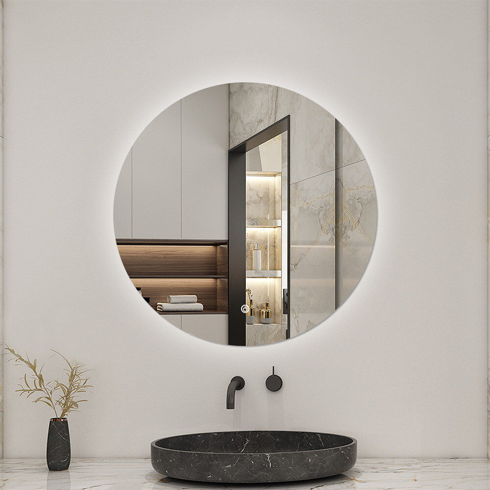 AICA Bathroom LED Mirror with Lights Touch Sensor Switch 800x800mm