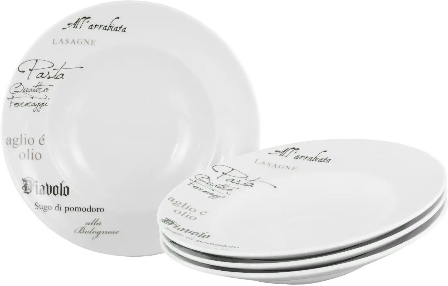 CreaTable Pastateller 4er Set Europa ¦ weiß ¦ Porzellan ¦ Maße (cm): B: 29,5 H: