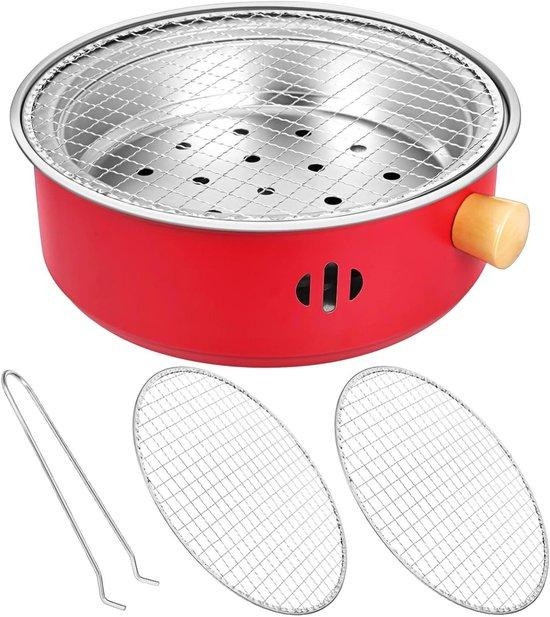 WAN Draagbare Houtskoolgrill Compacte Tabletop BBQ voor in de tuin - Rood