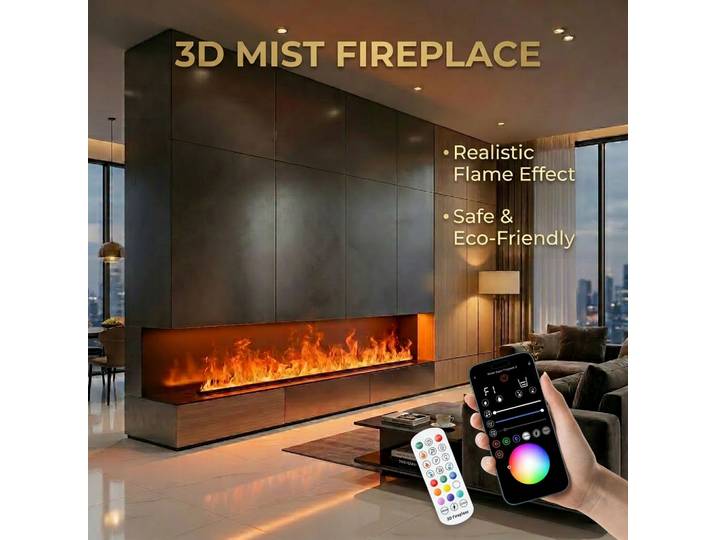 Cheminée à atomisation 3D pour salon, flamme artificielle multicolore, cheminée électronique, télécommande, vapeur d'eau