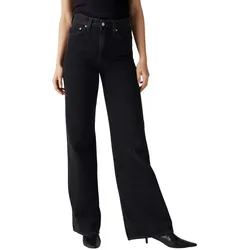 Levi's Ribcage Jeans mit weitem Bein in Schwarz-W30 / L32