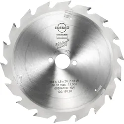 Edessö, Sägeblatt, Handkreissägeblatt für AKKU-Maschinen (Dünnschnittsägeblatt), HW 165x1,8/1,2x20 Z=18 W