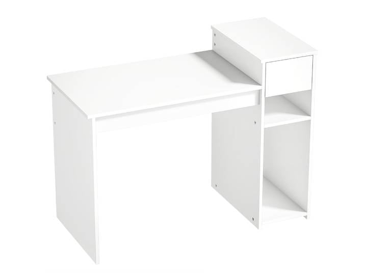 Bureau informatique avec tiroir et étagère bois blanc