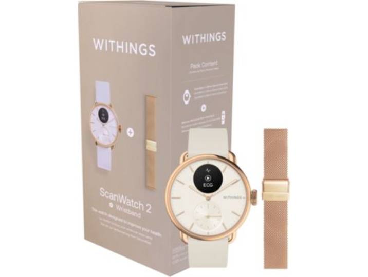 Withings - Montre Santé Scanwatch 2 Rose Gold 38mm + Bracelet Milanese Offert