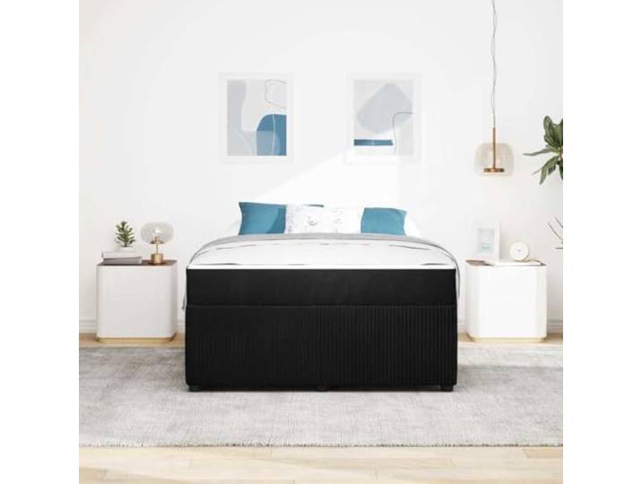 KTHLBRH Bett mit Matratze Schwarz 140 x 200 cm Stoff Gepolsterter Lattenrost aus Holz, stabile Unterstützung, modernes Zimmer