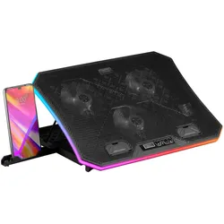Mars Gaming MNBC6, Cooling Base + Stand XL 19"" ARGB, 3 Fans, Mobile Stand, Notebook Ständer, Schwarz