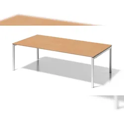 Bisley Cito Konferenztisch  höhenverstellbar - 240x120 cm Meetingtisch XXL Schreibtisch in Ahorn - Gestell: verkehrsweiß