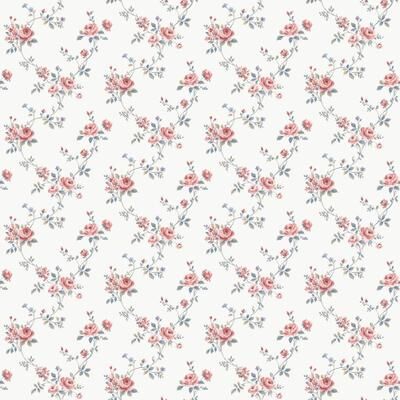 Galerie Wallcoverings Miniatures 3 Rose Floral Trail Design Vinyl on Non-woven Matte Wallpaper Roll