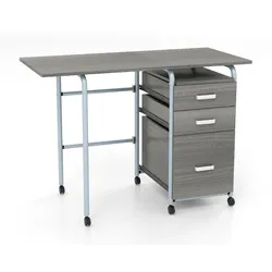 Helloshop26 - Klappbarer Schreibtisch mit 3 Schubladen 105 x 50 x 74 cm platzsparend und leicht zu transportieren modernes Design 20_0017218