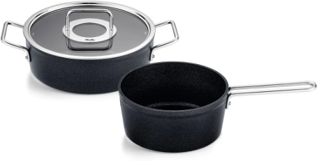 Ⓜ️🔵🔵🔵 Fissler Set Pentole - Set 2 pezzi, Serie Adamant, Nero (esterna/interna), Manici