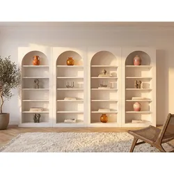 Bücherregal 4er-Set mit 6 Fächern - Weiß - CYMORA