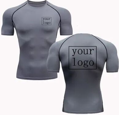 Rare Purchases Custom Compression T Shirt, Your Design Logo, Quick Dry Gym Tee Men Women sgdx gray m