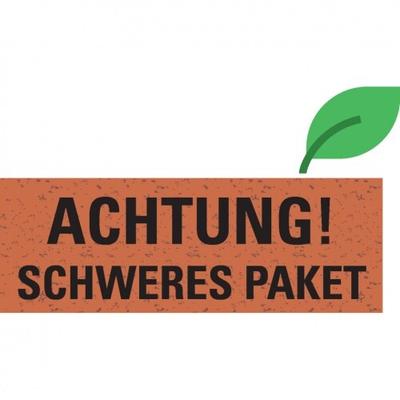 Aufkleber I Warnetikett ACHTUNG SCHWERES PAKET, rot, Graspapier, selbstklebend, 147x50mm, 6/Bogen