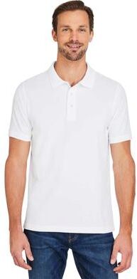 Harriton M205 Men's Valiant Cotton Snag Protect Polo Shirt in White size Medium