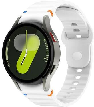 Everyday Crate Samsung Galaxy Watch 7 Band 20mm Silicone Watch Strap With Wavy Grain Reverse Buckle official White