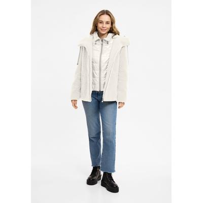 Winterjacke FRIEDA & FREDDIES "Frieda & Freddies Teddyjacke mit Double-Layer-Look", Damen, Gr. 38, weiß (champagne), 100% Polyester, Jacken Winterjacke