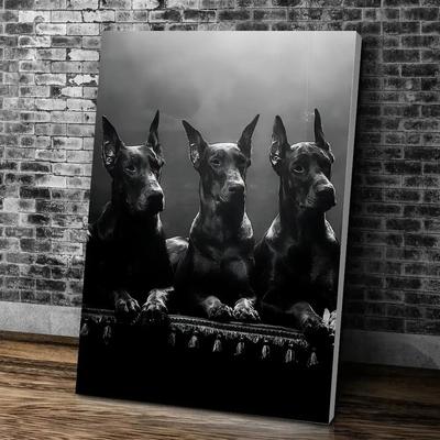 Inspired Living Black & White Doberman Wall Art Fashion Dog Canvas Print For Modern Living Room Decor 15x20cmframeless 3