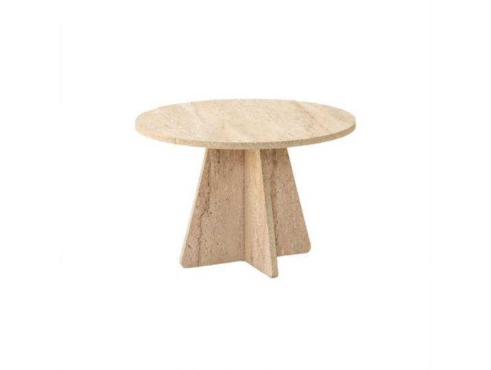 Toilinux - Table basse ronde effet travertin VALENCE - Beige