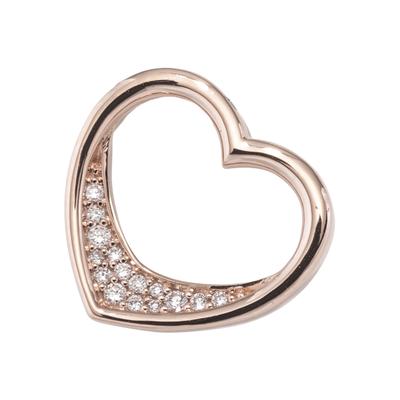 Herzanhänger JOBO "Anhänger Roségoldanhänger Herz 15 mm", rosa (roségold 585), Schmuckanhänger, Damen, SI = kleine Einschlüsse, Diamanten Roségold 585, Diamanten, Roségold 585, 14 Karat 585 Roségold mit 15 Diamanten