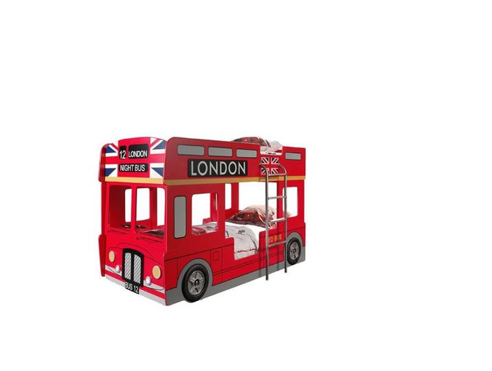 Pack - Lit Superposé & Mezzanine Enfant & 2 Matelas  Londres  90x200cm Rouge