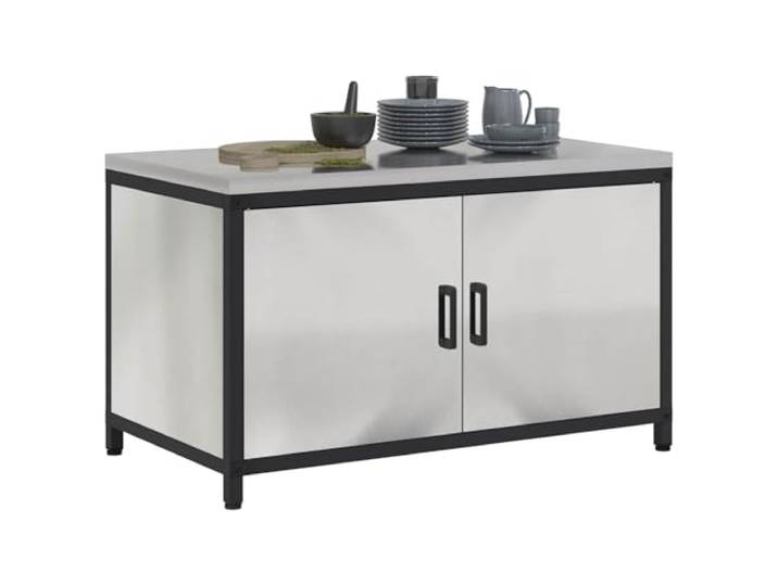 KTHLBRH Hattem, Küchenunterschrank aus Stahl, silberfarben, 90 x 50 x 53 cm Plattenregale, robuste Konstruktion, modernes Design, einfache Montage, geeignet für den Außenbereich