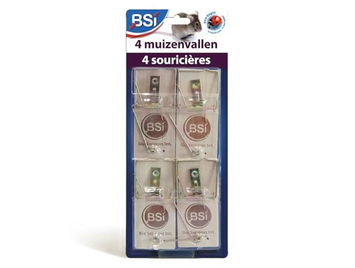 BSI - 4 muizenvallen - houten mepper - bewezen - voor thuis en rondom