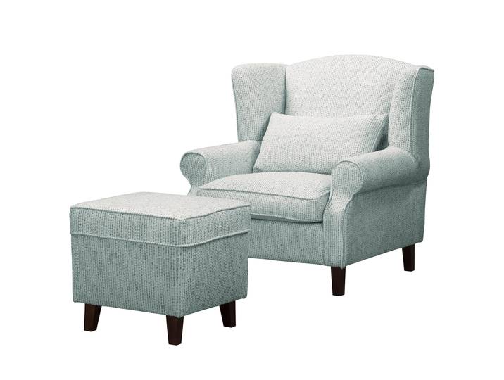 Fauteuil XL Bleu Tissu structuré Sidonia Avec repose-pieds 94 x 93 x 87cm