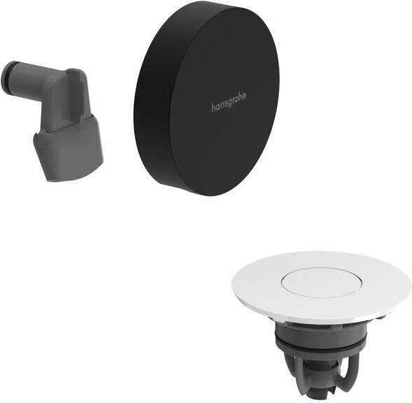 Hansgrohe Exafill Ab- und Überlaufgarnitur 58119670 Oberfläche Deckel weiß hochglanz, mattschwarz, Fertigset, mit Wanneneinlauf