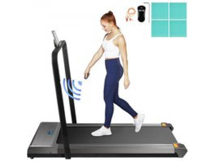 VEVOR Laufband für Unter Schreibtisch Silber, Laufband klappbar Fitnessgerät Kapazität 100 kg Lauftraining kompakt mit Handlauf im Büro zu Hause Heimtrainer Professionell