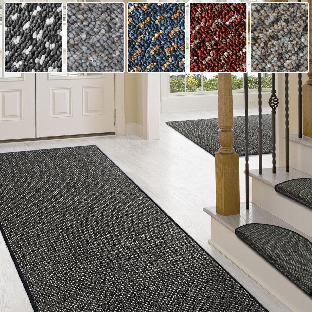 Antraciet Karpet Runner Vloerkleed voor Gang en Keuken B/D: 325 x 200 cm