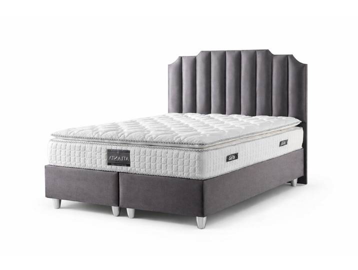 Xlmoebel Boxspringbett Grau Stoffbezug Bett mit Stauraum im modernen Stil (Grau Stoffbezug Bett mit Stauraum), Made in Europa