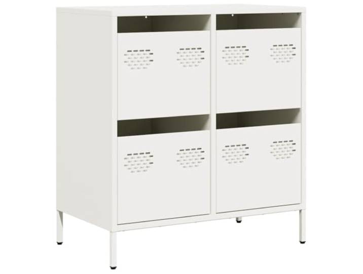 LASWWQMRF Sideboard Weiß mit 4 Schubladen 68x39x73,5cm Metall Kommode Stabile Anrichte aus kaltgewalztem Stahl für Wohnzimmer und Schlafzimmer mit 4 geräumigen Schubfächern.