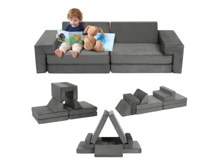 WEJIUAFB Modulares 8-teiliges Spielsofa, waschbare Bezüge für Kinderzimmer Plüsch Seiden-Samt, hochelastischer Schaumstoff. Frei kombinierbar, fördert Kreativität & Motorik, platzsparende Aufbewahrung