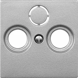 Merten System M Zentralplatte, Sat/TV/Radio, aluminium, matt, Befestigung mit Schraube, ohne Beschriftungsfeld