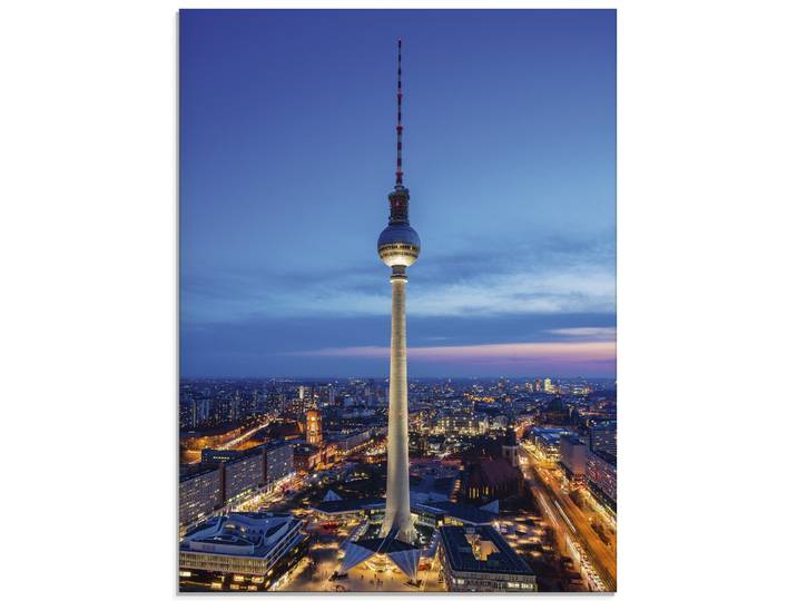 Glasbild ARTLAND Berlin Fernsehturm , blau (farbe bild(er): blau), B:45cm H:60cm, Bilder, Glasbild, in verschiedenen Grössen