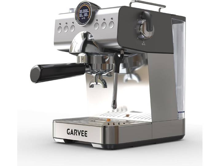 GarveeMore Espressomaschine CM5712-CB, 1,5l Kaffeekanne, 20 Bar Druck,Milchaufschäumer automatisch,LED-Display,Retro Design