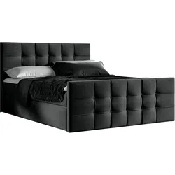 BOXBETT Ambusio 180/200 cm in Schwarz – mit Bettkasten + TOPPER