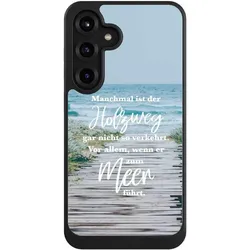 Nivocase Hülle für Samsung Galaxy S25+ Handyhülle NIVOcore Case Schwarz Statement Strand Spruch (Samsung Galaxy S25+), Smartphone Hülle, Schwarz
