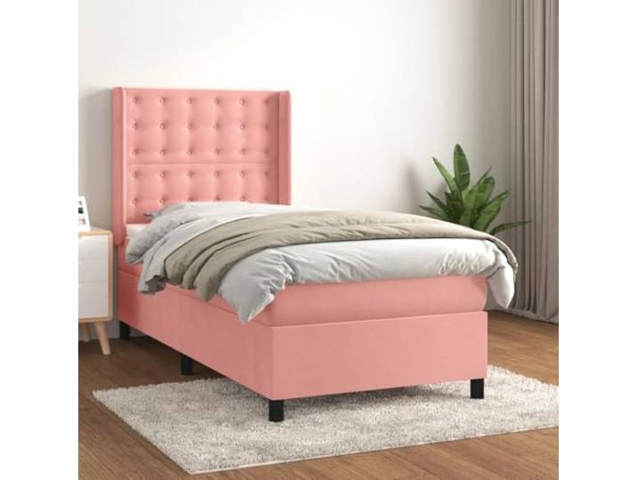 RJPLMFV Lattenrost, Matratze, Rosa, 80 x 200 cm, Velours Verstellbarer Kopf, Taschenfedern, mittlere Unterstützung, weicher Matratzenschoner