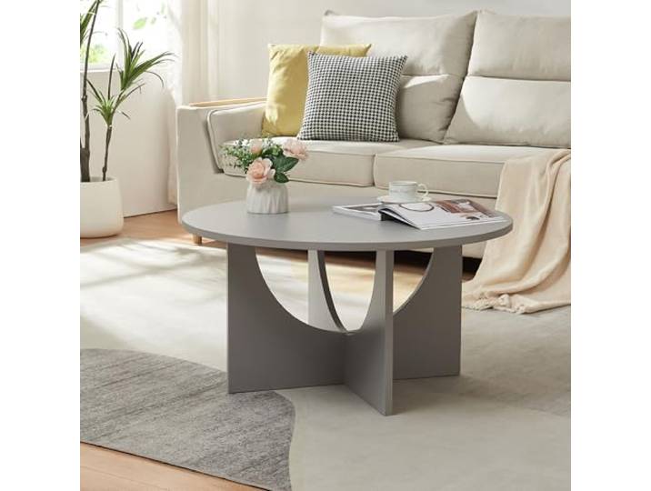 [en.casa] Couchtisch Rindal Beistelltisch Wohnzimmertisch 80 x 42 cm Sofatisch Kaffetisch rund in Hellgrau